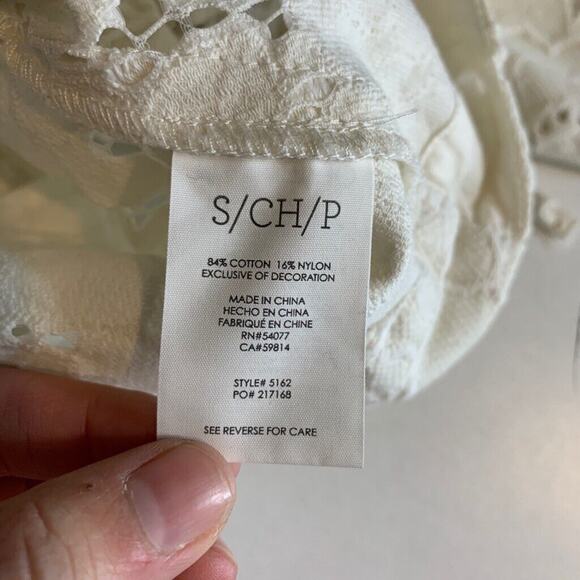 Cabi Jacket Women Small Off White Portrait Lace Floral 3/4 Sleeve Cropped Button - Picture 11 of 15